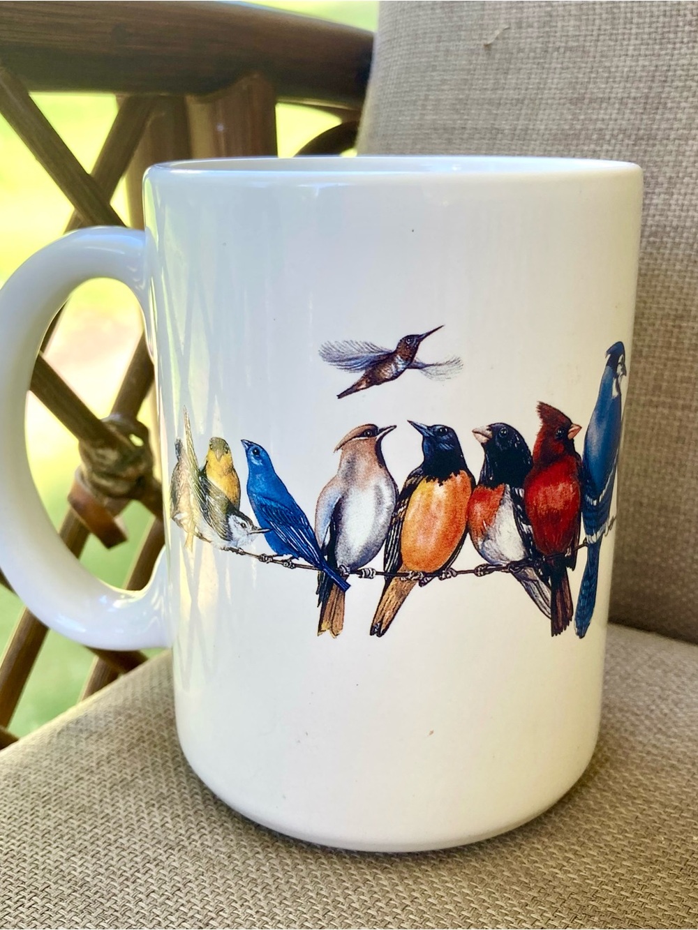 Eklund’s LTD “Chorus Line” Ceramic Coffee Mug - White with Multi-Color Birds